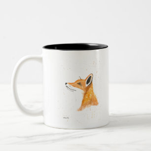 Caneca De Café Em Dois Tons Pintor de aquarela Fox