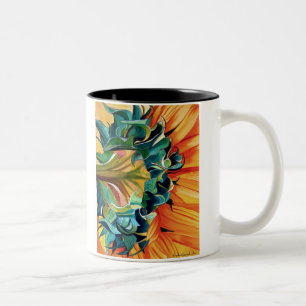 Caneca De Café Em Dois Tons Pintor original de girassol amarelo