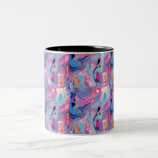 Caneca De Café Em Dois Tons Pintura Abstrata 03 (Centro)