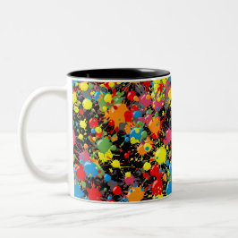 Caneca De Café Em Dois Tons Pintura com respingos de arco-íris PD