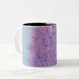 Caneca De Café Em Dois Tons Pintura da Flor Lilac-Rosa