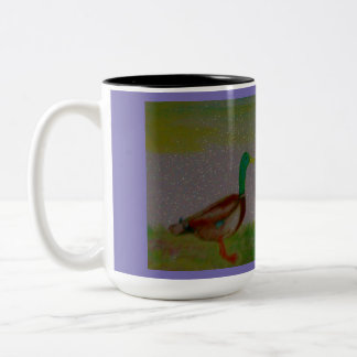 Caneca De Café Em Dois Tons Pintura de cor de água, amantes de pond