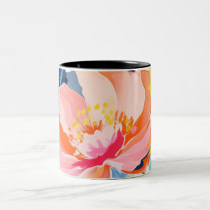 Caneca De Café Em Dois Tons pintura de padrão abstrato floral