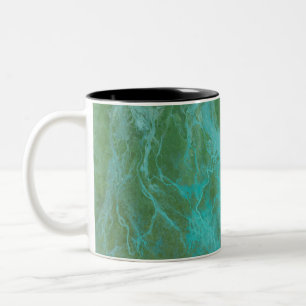 Caneca De Café Em Dois Tons Pintura em acrílico verde e azul A arte Abstrato