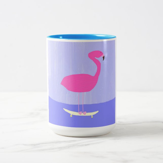Caneca De Café Em Dois Tons pintura flamingo (Centro)