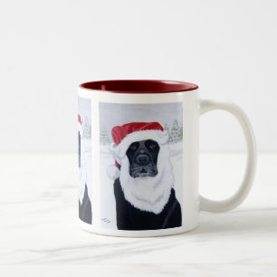 Caneca De Café Em Dois Tons Pintura preta do chapéu do papai noel do Natal de