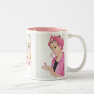 Caneca De Café Em Dois Tons Pinturas à mão do art 3° Lady Coffee Mug Cup