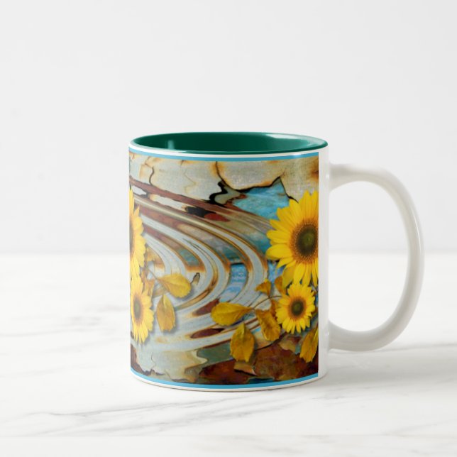Caneca De Café Em Dois Tons PINTURAS E FLORES ANTIGOS ~ 2 - Tone Mug (Direita)