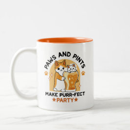 Caneca De Café Em Dois Tons Pinturas e penitentes do Partido de Gato Oktoberfe