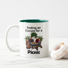 Caneca De Café Em Dois Tons Piquenique Encontrando uma Desculpa para uma Festa