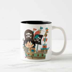 Caneca De Café Em Dois Tons Pirata e navio de pirata