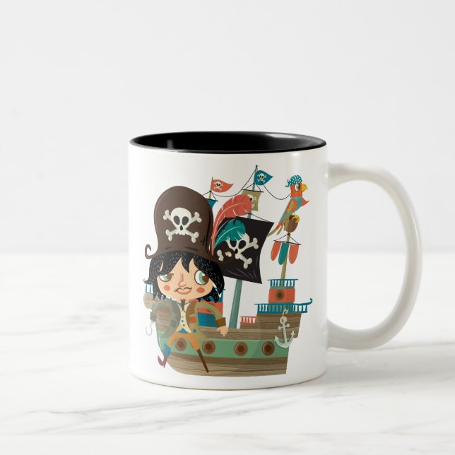 Caneca De Café Em Dois Tons Pirata e navio de pirata (Direita)