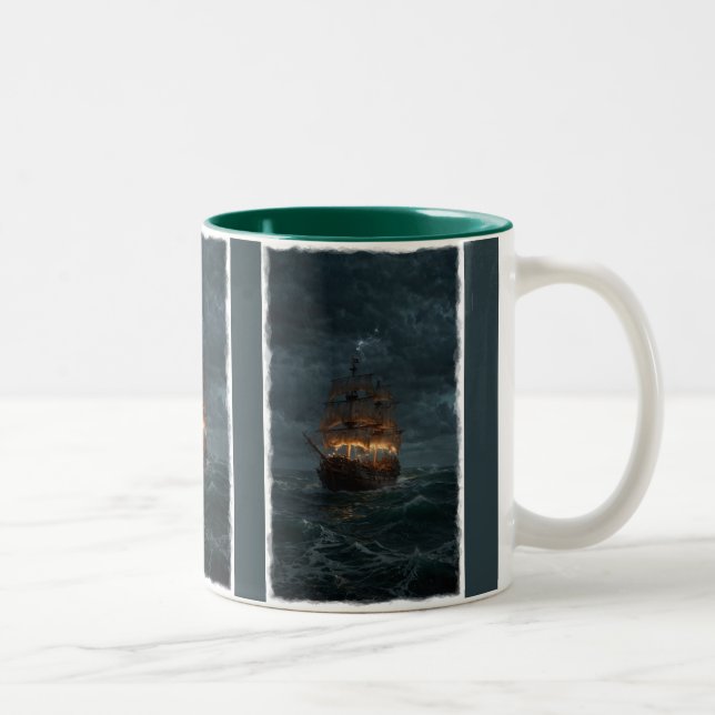 Caneca De Café Em Dois Tons Pirate Galleon no Maine espanhol (Direita)