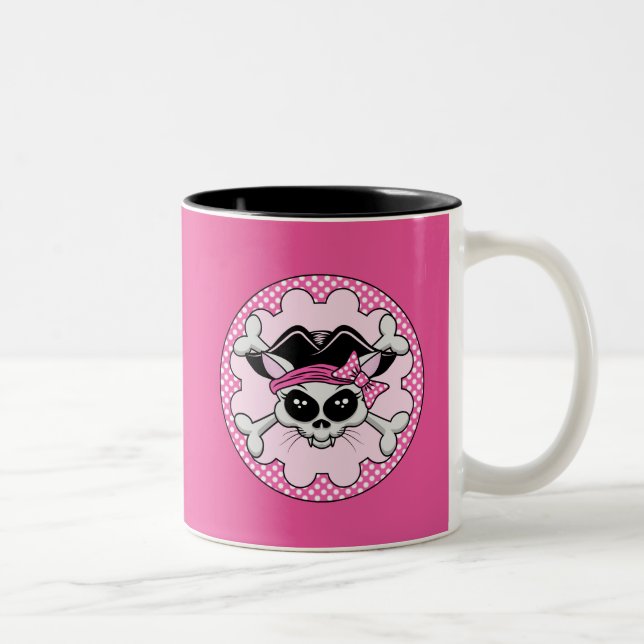 Caneca De Café Em Dois Tons Pirate Princess Gatinho Skull (Direita)