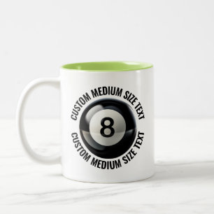 Caneca De Café Em Dois Tons Piscina 8 Bolas & Texto Médio LIME VERDE 325ml Per