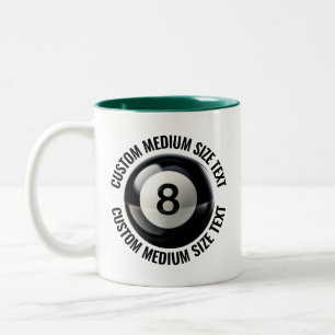 Caneca De Café Em Dois Tons Piscina 8 Bolas & Texto Médio VERDE CAÇADOR 325ml