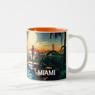 Caneca De Café Em Dois Tons Piscina do sol sobre Miami Beach