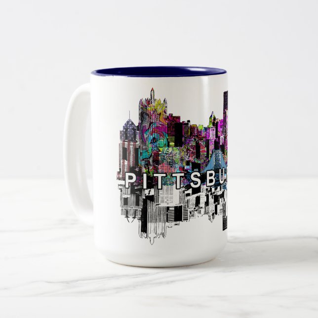 Caneca De Café Em Dois Tons Pittsburgh, Pensilvânia em grafite (Frente Esquerda)