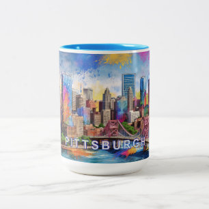 Caneca De Café Em Dois Tons Pittsburgh Steel City in USA