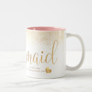 Caneca De Café Em Dois Tons PixDezines Bridesmaid/Faux Dourada Confetti