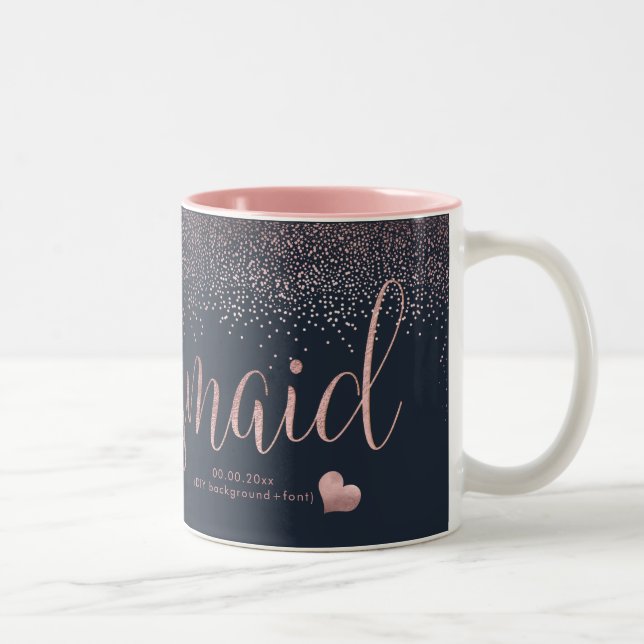 Caneca De Café Em Dois Tons PixDezines Bridesmaid/Faux Rosa Dourada Confetti (Direita)
