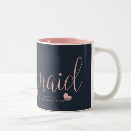 Caneca De Café Em Dois Tons PixDezines Bridesmaid/Faux Rosa Dourado+Marinho Az