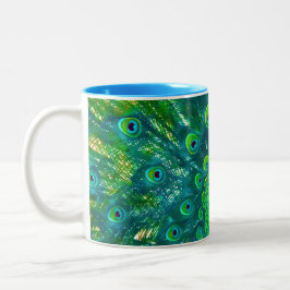 Caneca De Café Em Dois Tons PixDezines pavão/chalé/azul-aqua