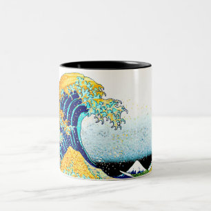 Caneca De Café Em Dois Tons PixDezines Vintage, Excelente Wave, Hokusai 葛 