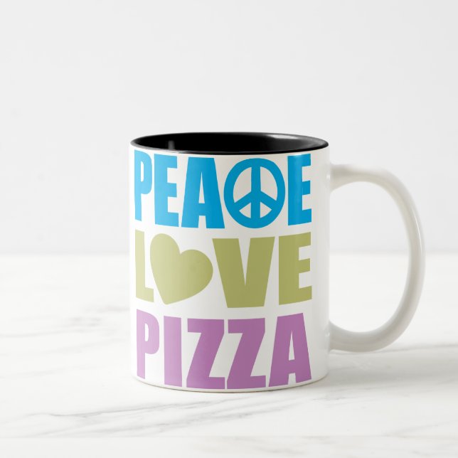 Caneca De Café Em Dois Tons Pizza do amor da paz (Direita)
