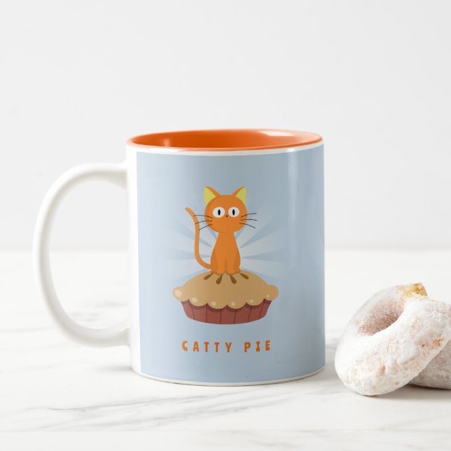 Caneca De Café Em Dois Tons Pizza Gata Lover (Com Donut)