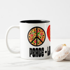 Caneca De Café Em Dois Tons Pizza - Sinal de Paz Tomato Heart e Folhas de Basi