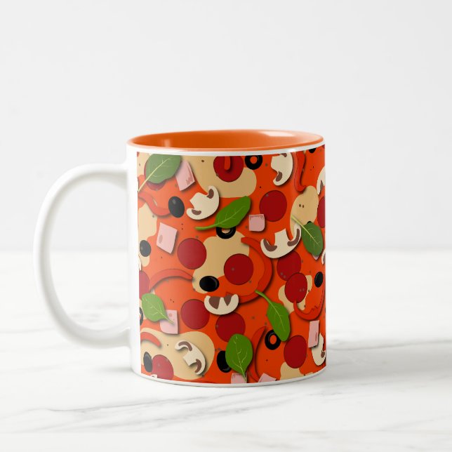 Caneca De Café Em Dois Tons Pizza Toppings Engraçado (Esquerda)
