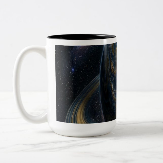 Caneca De Café Em Dois Tons Planeta Azul Dourado (Esquerda)