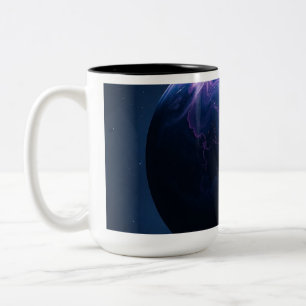 Caneca De Café Em Dois Tons Planeta Azul e Rosa