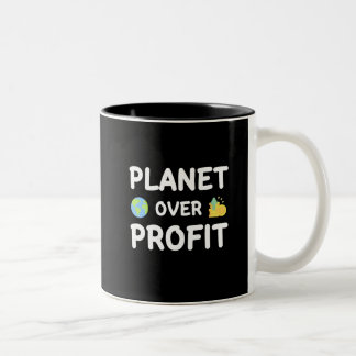 Caneca De Café Em Dois Tons Planeta sobre Lucro - Sustentabilidade