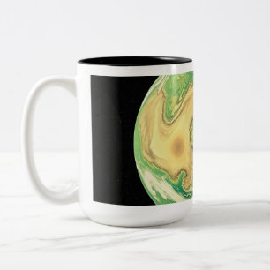 Caneca De Café Em Dois Tons Planeta Verde e Marrom Dourado