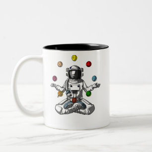 Caneca De Café Em Dois Tons Planetas cósmicos da meditação da ioga do zen do