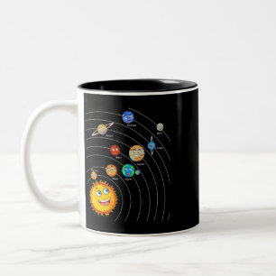 Caneca De Café Em Dois Tons Planetas do Sistema Solar Astronomia Espacial Scie
