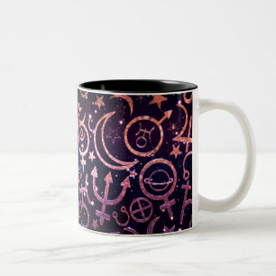 Caneca De Café Em Dois Tons Planetas Espaciais Planetários Universos Planetári
