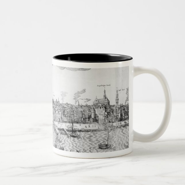 Caneca De Café Em Dois Tons Plano de cidade de Antuérpia, 1549 (Direita)