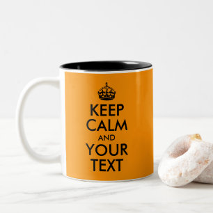 Caneca De Café Em Dois Tons Plano de fundo laranja Mantenha a calma e o seu te