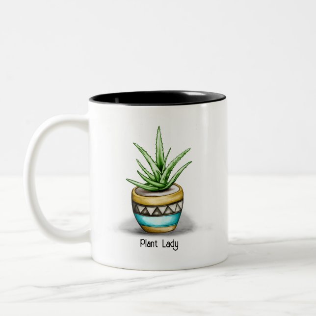 Caneca De Café Em Dois Tons Planta Dama, Aloe Plant (Esquerda)