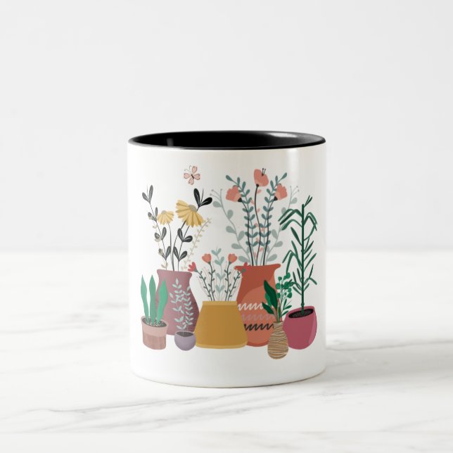 Caneca De Café Em Dois Tons Planta Feliz (Centro)