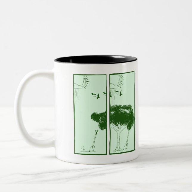 Caneca De Café Em Dois Tons Plantação de Árvore (Esquerda)