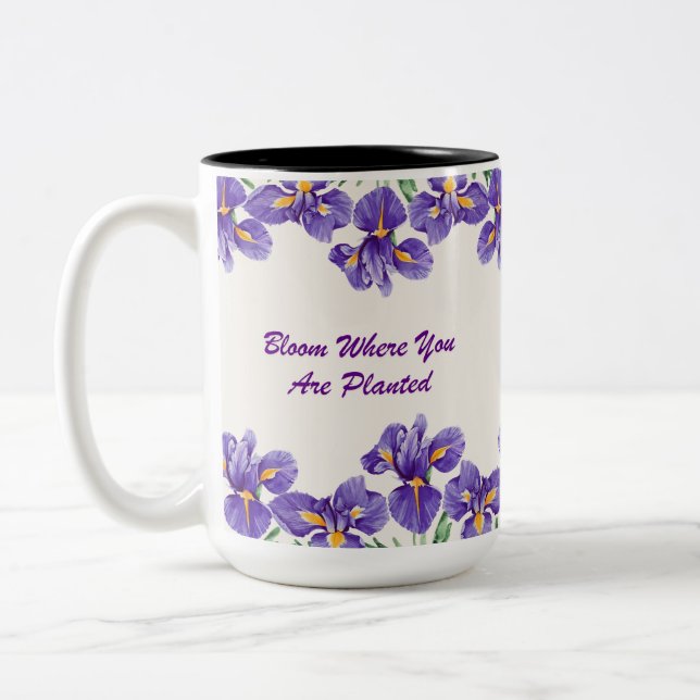 Caneca De Café Em Dois Tons Plantação Floral Puro (Esquerda)