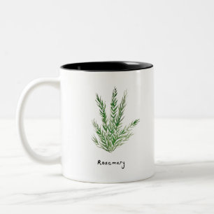 Caneca De Café Em Dois Tons Plantas aromáticas aromáticas, coloração aquá