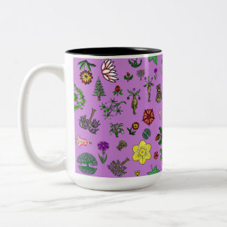 Caneca De Café Em Dois Tons Plantas Medievais