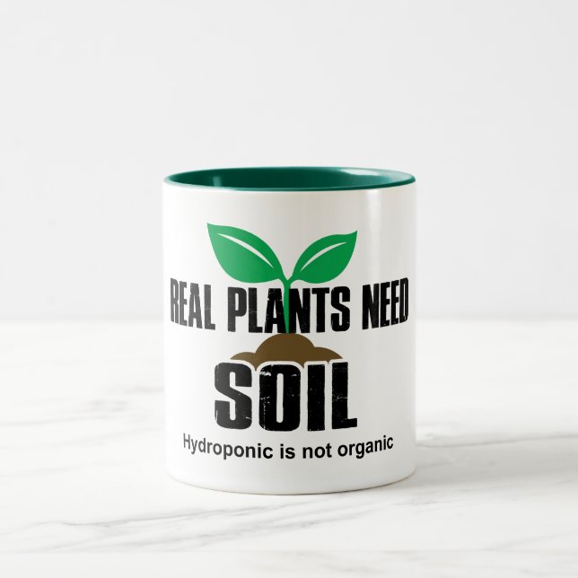 Caneca De Café Em Dois Tons Plantas Reais Necessitam De Hidroponia Do Solo Não (Centro)