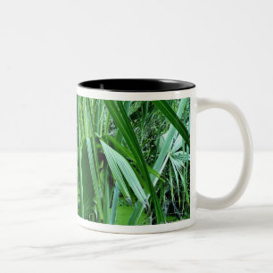 Caneca De Café Em Dois Tons Plantas tropicais na lagoa de sal