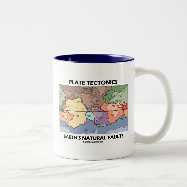 Caneca De Café Em Dois Tons Plate Tectonics Earth Natural Faults (Mapa Mundial (Direita)